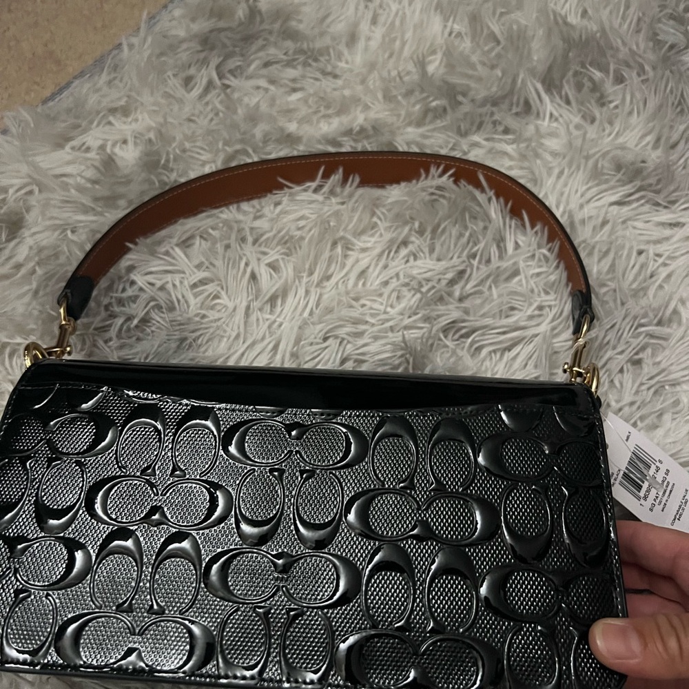 Coach NWT Morgan Shoulder Bag In Signature patent leather black 🤩 - Picture 14 of 15